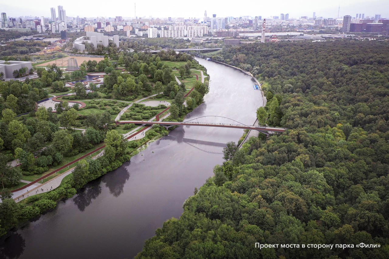 Проектирование велопешеходного моста в Мнёвниковской пойме Арочный мост длиной порядка 190 метров обеспечит связь южной части...