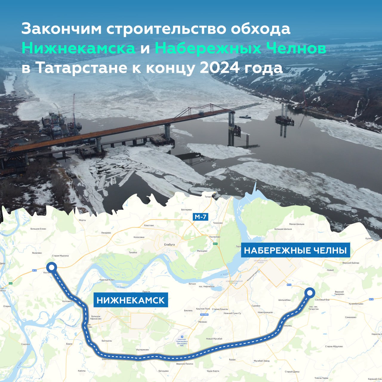 Обход Нижнекамска и Набережных Челнов готов на 50% Новый отрезок трассы М-7 «Волга» станет частью скоростного маршрута Казань...