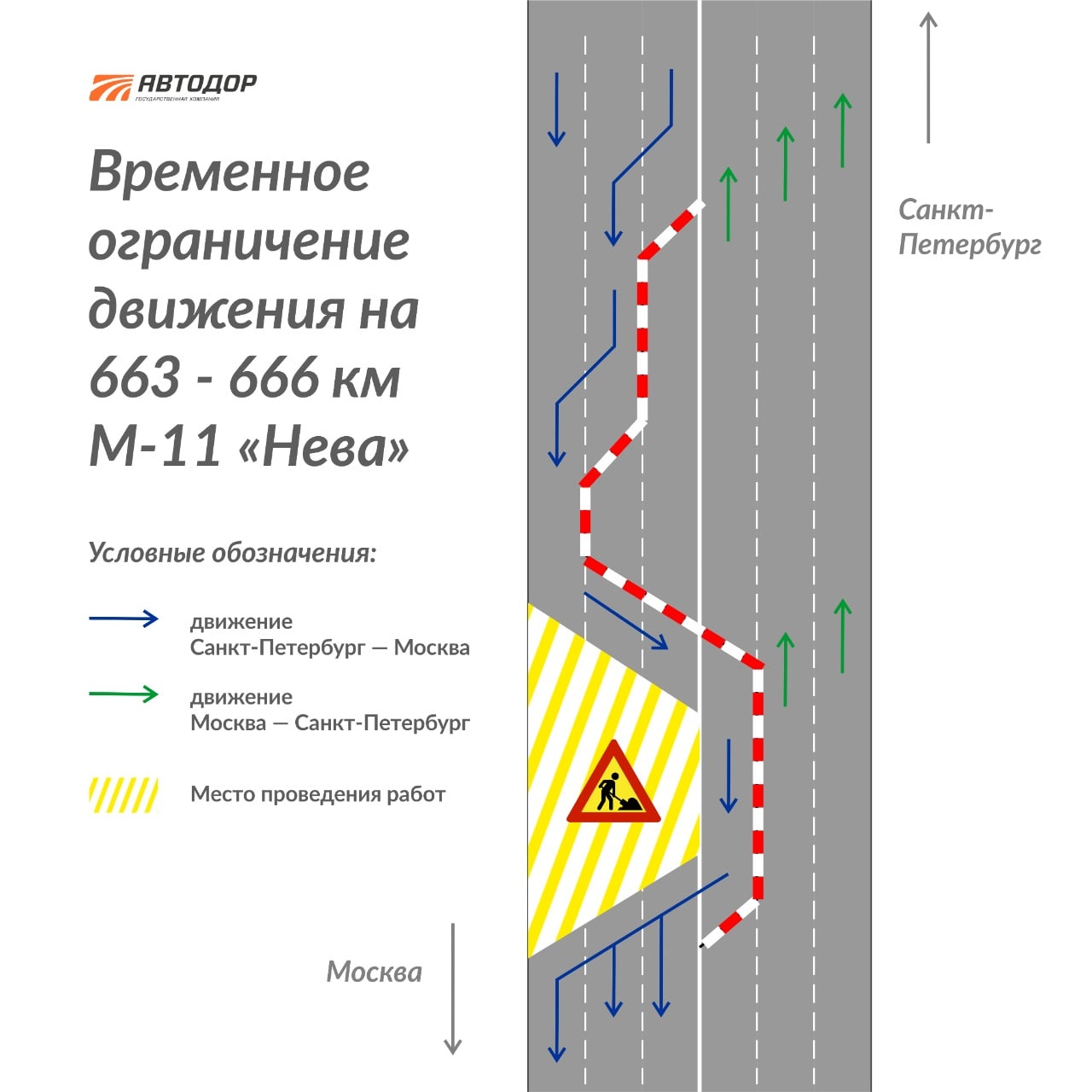 Водители, внимание!С 14 декабря до конца января 2023 года на М-11 в Ленинградской области изменится схема движения.Это необхо...