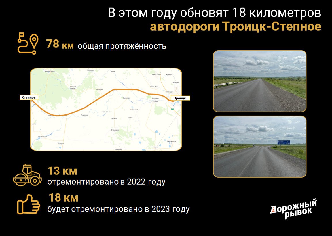 Еще на одном объекте "Дорожного рывка" на дороге Троицк-Степное Пластовского района подрядчик выполняет ремонт опережающими т...