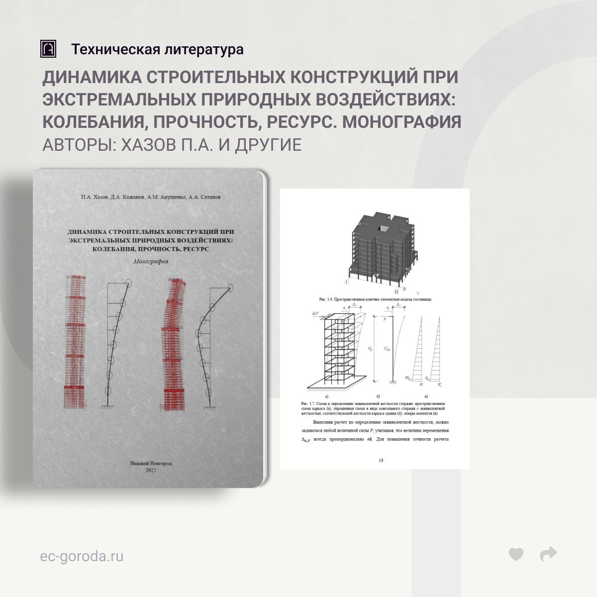 Динамика строительных конструкций при экстремальных природных воздействиях: колебания, прочность, ресурс. МонографияАвторы: Х...