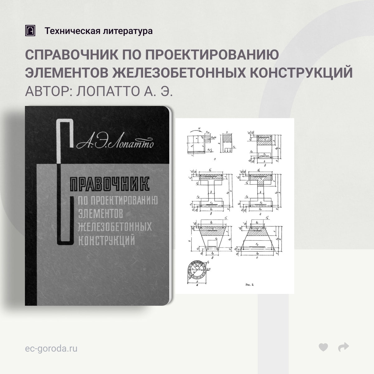 Справочник по проектированию элементов железобетонных конструкцийАвтор: Лопатто А. Э.В справочнике, преимущественно в табличн...