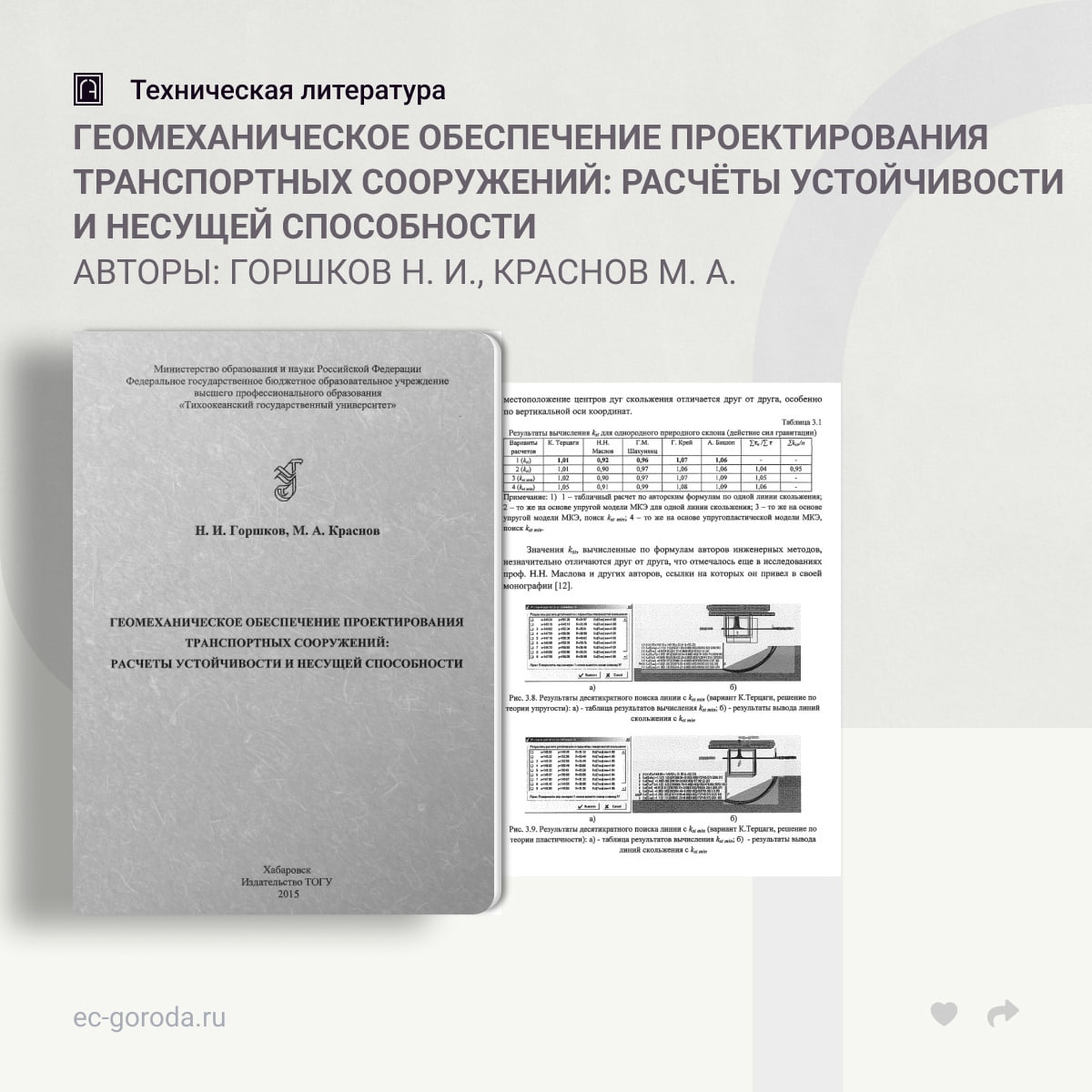 Геомеханическое обеспечение проектирования транспортных сооружений: расчёты устойчивости и несущей способностиАвторы: Горшков...