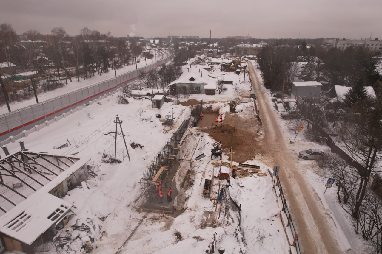 Строительство путепровода в Опалихе. Фотогалерея, февраль 2024 г.