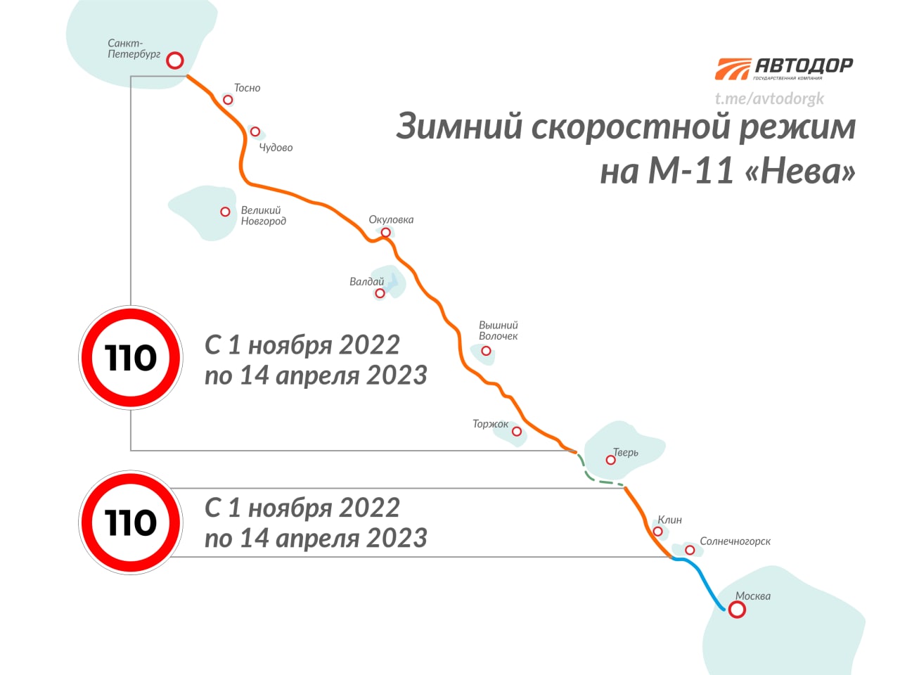 С 1 ноября вводится зимний скоростной режим на участках федеральных дорог М-11 «Нева» и М-4 «Дон». Изменения распространяются...