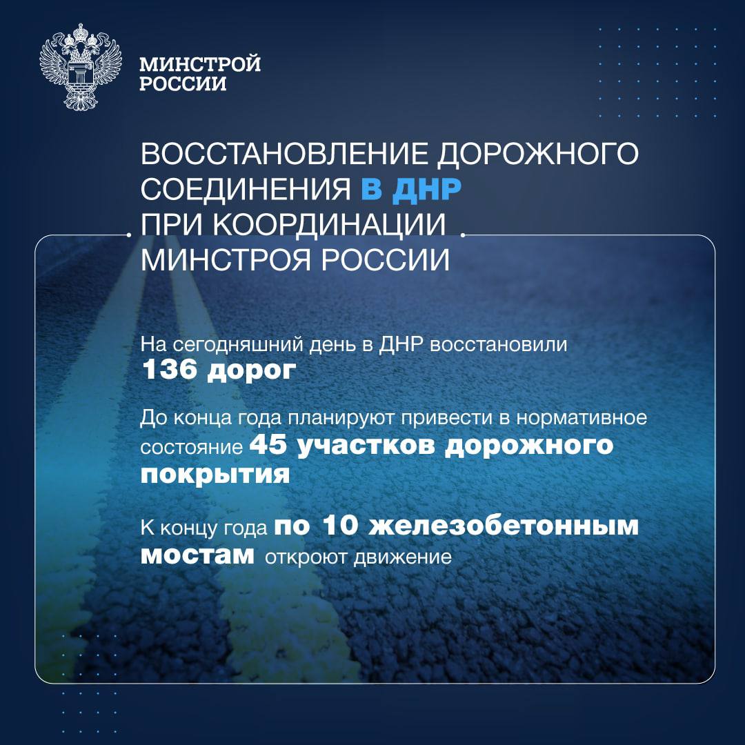 Ремонт дорог и мостов в ДНР и ЛНР На сегодняшний день в ДНР восстановили 136 дорог. До конца года планируют привести в нормат...