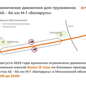 С 11 августа будет ограничено движение грузовых автомобилей на боковых проездах трассы М-1 в Подмосковье  С 11 августа 2023 г...