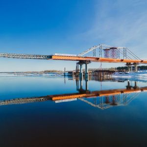 Ход строительства моста через Волгу на обходе Твери в фотографиях.  Напомним, что строители уже завершили надвижку пролетного...