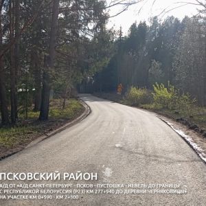 В рамках адресной программы Псковавтодор продолжает дорожные работы в Псковской области.  В Псковском районе завершили устрой...