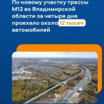 ⚡️?️ По новому участку трассы М12 во Владимирской области за четыре дня проехало около 12 тысяч автомобилей