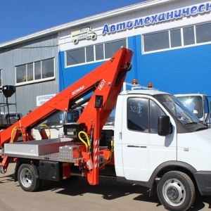 На шасси ГАЗ-3302 смонтировали 18-метровый АГП Palfinger Конструкторы нижегородского «Автомеханического завода» смонтировали...