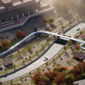 Так будет выглядеть мост в составе кластера МГТУ им. Баумана Его длина составит более 321 метра, а ширина – от 5 до 15 метр...